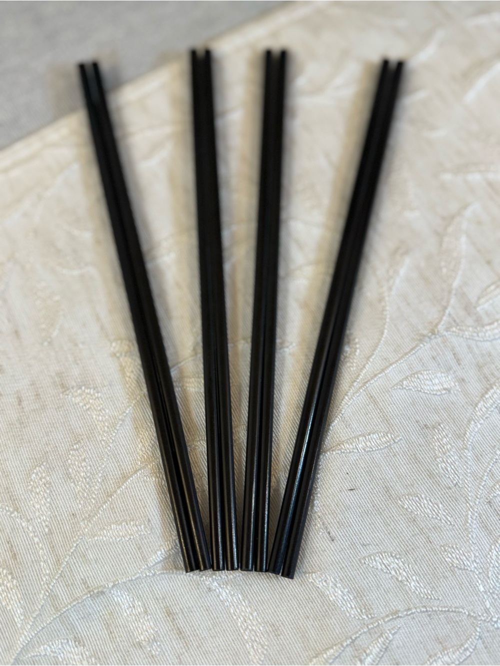 8-Pc Vintage-Era Chinese Style Matte Black Resin Chopsticks Set (9.5")